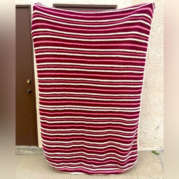 Vintage Bedding Vintage 7s Handmade Knit Crochet Wool Afghan Blanket Poshmark